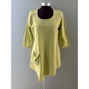 Vintage Magdalena Tunic Top Size Medium Green Gauze Swing Boho Beach Oversize